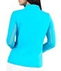 IBKUL Solid Long Sleeve Quarter Zip Top, Color:Turquoise - Image 2