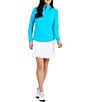 IBKUL Solid Long Sleeve Quarter Zip Top, Color:Turquoise - Image 3