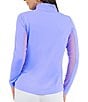 IBKUL Solid Long Sleeve Quarter Zip Top, Color:Lavender - Image 2