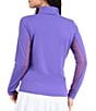 IBKUL Solid Long Sleeve Quarter Zip Top, Color:Plum - Image 2