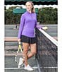 IBKUL Solid Long Sleeve Quarter Zip Top, Color:Plum - Image 4