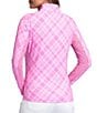 IBKUL Tony Printed Moisture Wicking Zip Mock Neck Long Sleeve Top, Color:Hot Pink/Candy Pink - Image 2