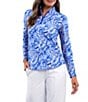 IBKUL Yesenia Printed Zip Mock Neck Long Sleeve Top - Image 1