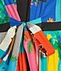 IC Collection Color Block Floral Print Split Crew Neck Elbow Sleeve Midi Dress, Color:Multi - Image 3