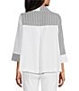 IC Collection Colorblock Stripe Stand Collar Bracelet Sleeve Front Zip Jacket - Image 2