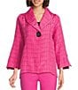 IC Collection Crinkle Jacquard Shawl Collar Long Sleeve Jacket, Color:Fuchsia - Image 1