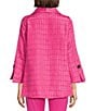 IC Collection Crinkle Jacquard Shawl Collar Long Sleeve Jacket, Color:Fuchsia - Image 2
