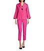 IC Collection Crinkle Jacquard Shawl Collar Long Sleeve Jacket, Color:Fuchsia - Image 3