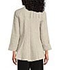 IC Collection Crinkle Jacquard Textured High Neck Bracelet Sleeve Button Front Jacket, Color:Taupe - Image 2