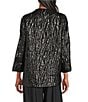 IC Collection Flash Metallic Woven High Neck Long Sleeve Asymmetrical Jacket, Color:Black - Image 2