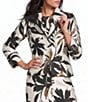 IC Collection Jacquard Woven Floral Metallic Spread Neck Bracelet Sleeve One-Button Jacket - Image 1