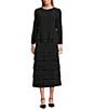 IC Collection Knit Asymmetrical Patch Tiered High Rise Midi Skirt, Color:Black - Image 3