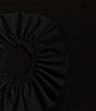 Color:Black - Image 3 - Knit Floral Patch Appliques Round Neck 3/4 Sleeve A-Line Asymmetrical Hem Midi Dress