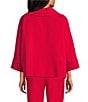 IC Collection Knit Funnel Fold Over Neck 3/4 Sleeve Ruffle Tunic, Color:Red - Image 2