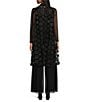 Color:Black - Image 2 - Knit Mesh Circle Applique Long Sleeve Open Front Long Cardigan