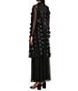Color:Black - Image 4 - Knit Mesh Circle Applique Long Sleeve Open Front Long Cardigan