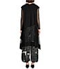 IC Collection Knit Mesh Shawl Collar Long Sleeve Overlay Long Tunic, Color:Black - Image 2