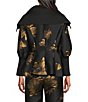 IC Collection Metallic-Blend Golden Bloom Flower Print Stand Collar 3/4 Blouson Sleeve Coordinating Zip-Up Jacket - Image 2