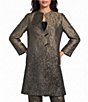 IC Collection Metallic-Blend Ombre Round Neck 3/4 Sleeve Long Duster Jacket - Image 1