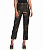 IC Collection Metallic Woven Golden Bloom Flower Ankle Coordinating Pants - Image 1