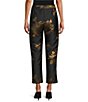 IC Collection Metallic Woven Golden Bloom Flower Ankle Coordinating Pants - Image 2