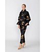 IC Collection Metallic Woven Golden Bloom Flower Ankle Coordinating Pants - Image 5
