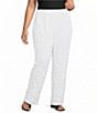 IC Collection Plus Bubble Check Elastic Waist Straight Leg Pants - Image 1