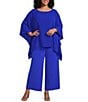 IC Collection Plus Crinkle Boat Neck Elbow Sleeve Poncho Top - Image 3