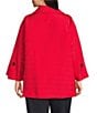 IC Collection Plus Crinkle Jacquard Shawl Collar Long Sleeve Jacket, Color:Red - Image 2