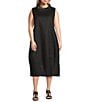 IC Collection Plus High Neck Sheer Trim Sleeveless Balloon Dress, Color:Black - Image 1