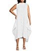 Color:White - Image 1 - Plus Size High Mock Neck Sleeveless Waistless Dress