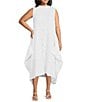 IC Collection Plus Size High Mock Neck Sleeveless Waistless Dress, Color:White - Image 1