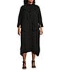 Color:Black - Image 1 - Plus Size High Mock Neck Sleeveless Waistless Dress