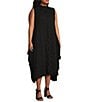 Color:Black - Image 3 - Plus Size High Mock Neck Sleeveless Waistless Dress