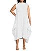 IC Collection Plus Size High Mock Neck Sleeveless Waistless Dress, Color:White - Image 1