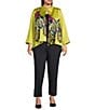 IC Collection Plus Jacquard Bloom Asymmetrical High Neck Bracelet Sleeve Jacket - Image 3