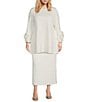 IC Collection Plus Size Air Sponge Knit Pull-On Pencil Skirt, Color:White - Image 3