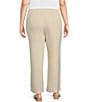 Color:Oatmeal - Image 2 - Plus Size Crinkled Woven Elastic Waist Wide Leg Pull-On Pants