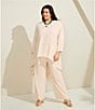 Color:Oatmeal - Image 5 - Plus Size Crinkled Woven Elastic Waist Wide Leg Pull-On Pants