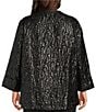 IC Collection Plus Size Flash High Neck Long Sleeve Asymmetrical Jacket, Color:Black - Image 2