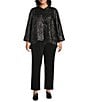 IC Collection Plus Size Flash High Neck Long Sleeve Asymmetrical Jacket, Color:Black - Image 3