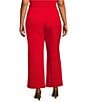 IC Collection Plus Size Knit Elastic Waist Coordinating Wide Leg Pull-On Ankle Pants, Color:Red - Image 2