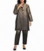 IC Collection Plus Size Metallic-Blend Ombre Round Neck 3/4 Sleeve Long Duster Jacket - Image 1