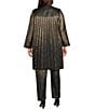 IC Collection Plus Size Metallic-Blend Ombre Round Neck 3/4 Sleeve Long Duster Jacket - Image 2