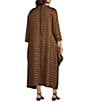 IC Collection Plus Size Metallic Pucker Funnel Neck Long Sleeve Asymmetrical Midi Dress, Color:Copper - Image 4