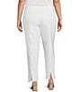 Color:White - Image 2 - Plus Size Ponte Knit Straight Slim-Leg Pull-On Pants