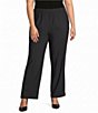 IC Collection Plus Size Prada Knit Elastic Straight Leg Pants - Image 1
