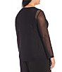 IC Collection Plus Size Sheer Knit Mesh Crew Neck Long Sleeve Top, Color:Black - Image 2