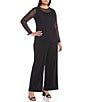 IC Collection Plus Size Sheer Knit Mesh Crew Neck Long Sleeve Top, Color:Black - Image 3