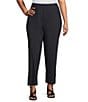 IC Collection Plus Size Slim Stretch Knit Cropped Pants, Color:Black - Image 1